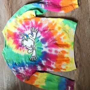 Vintage Peace Frogs Tie Dye Sweatshirt - Size Small - Colorful Retro 90s